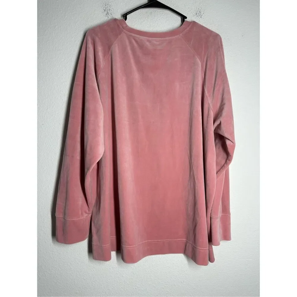 Time and Tru Velour Rose Pink Sweatshirt Size XXL(20)